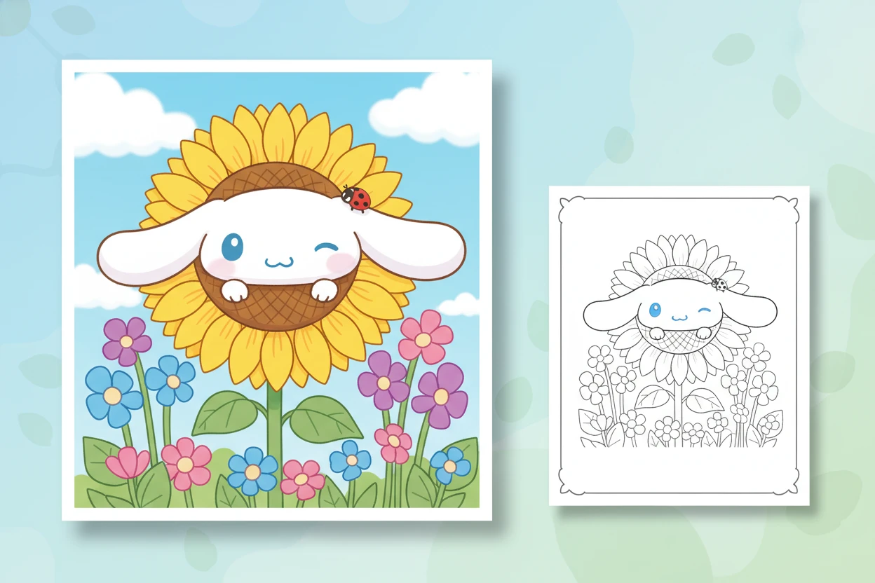 cinnamoroll-peeking-playfully-from-behind - cinnamoroll coloring pages