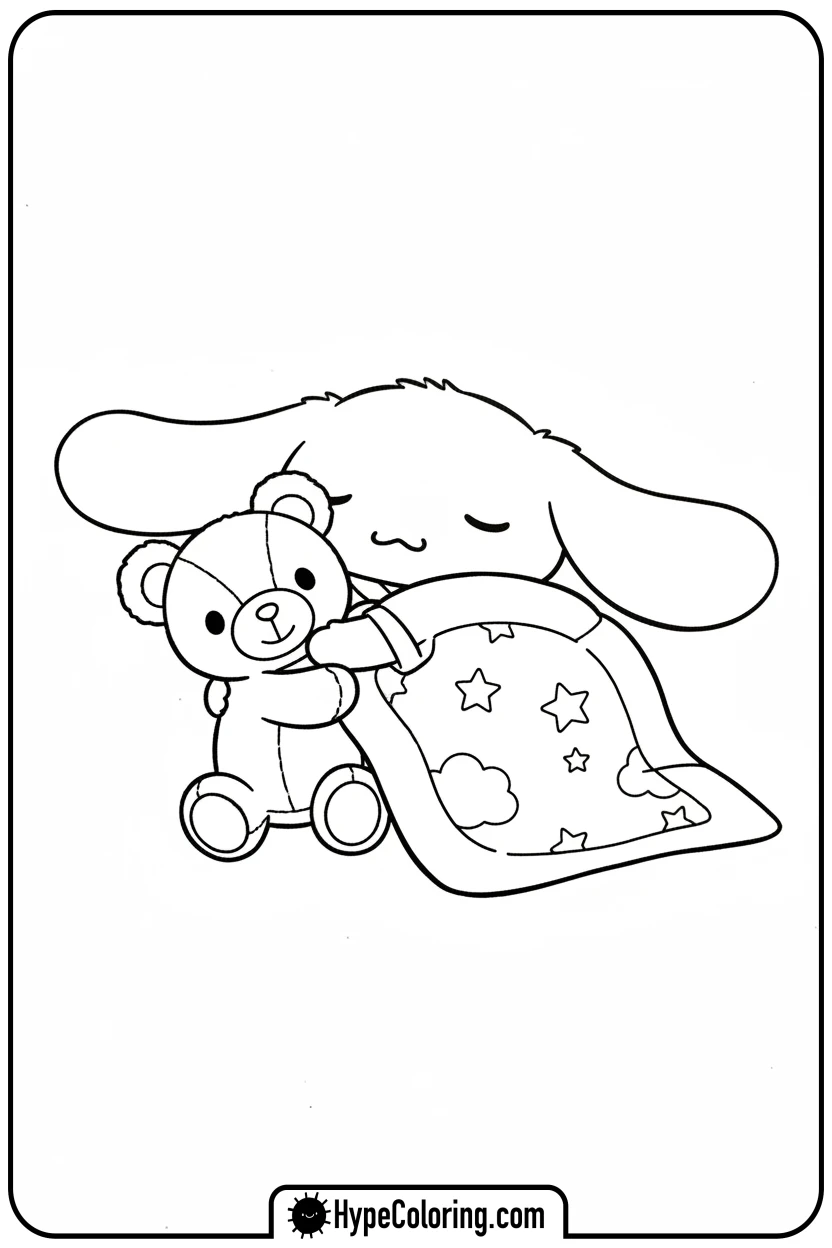 cinnamoroll-hugging-teddy-bear - cinnamoroll coloring pages