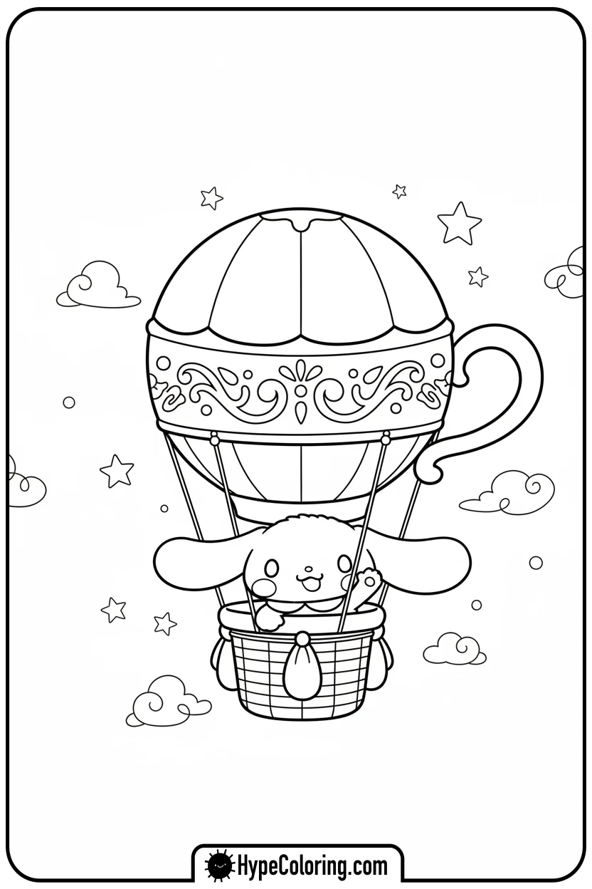 cinnamoroll-in-teacup-balloon - cinnamoroll coloring pages