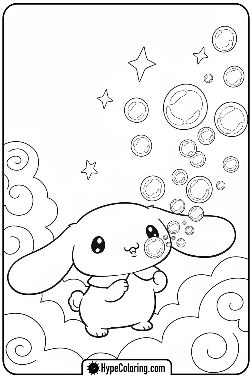 cinnamoroll-blowing-bubbles - cinnamoroll coloring pages