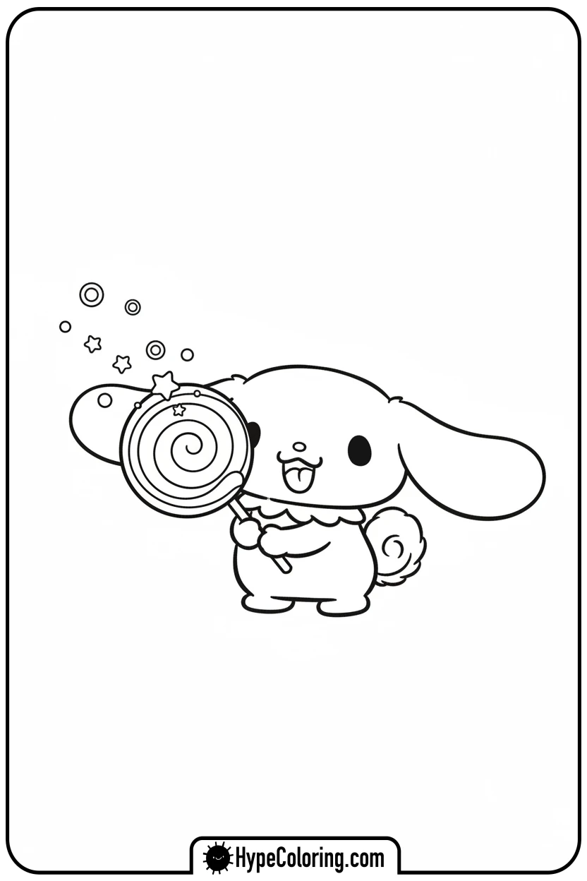 cinnamoroll-licking-lollipop - cinnamoroll coloring pages