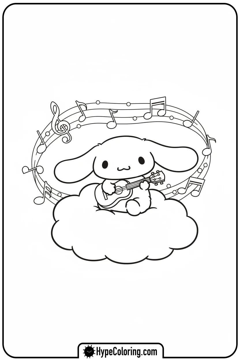 cinnamoroll-playing-ukulele - cinnamoroll coloring pages
