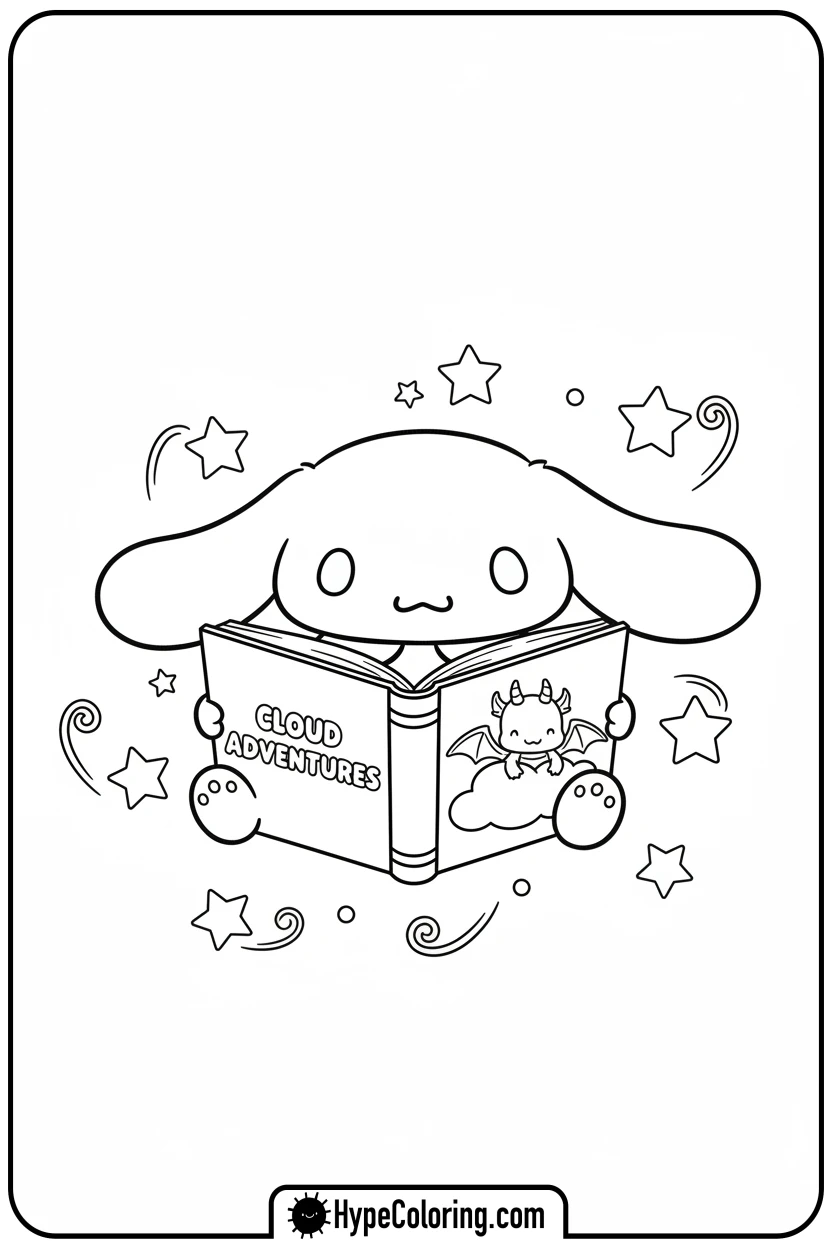 cinnamoroll-reading-storybook - cinnamoroll coloring pages