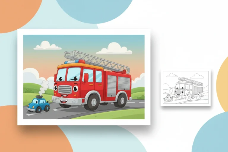 a-kind-fire-truck-gently - fire truck coloring page