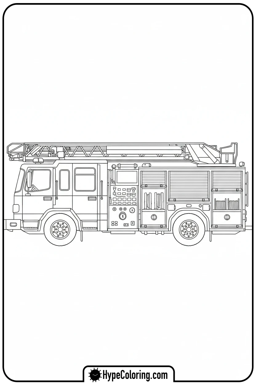 side-profile-fire-truck - fire truck coloring page