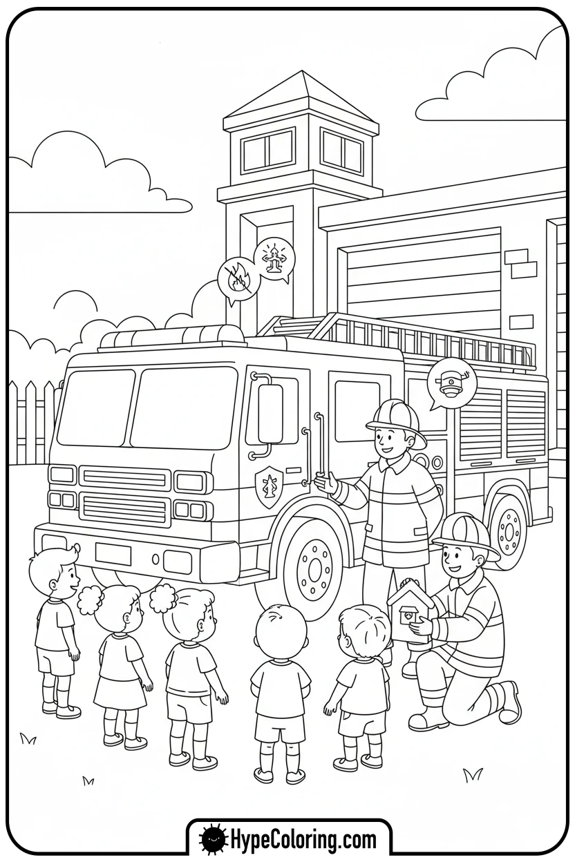 fire-truck-teaching-safety - fire truck coloring page