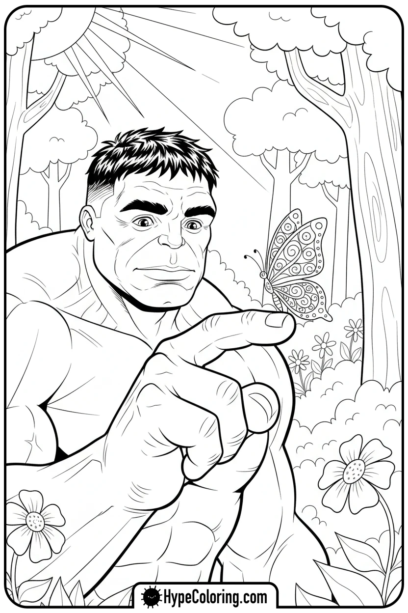 hulk-holding-butterfly-gently - hulk coloring pages​