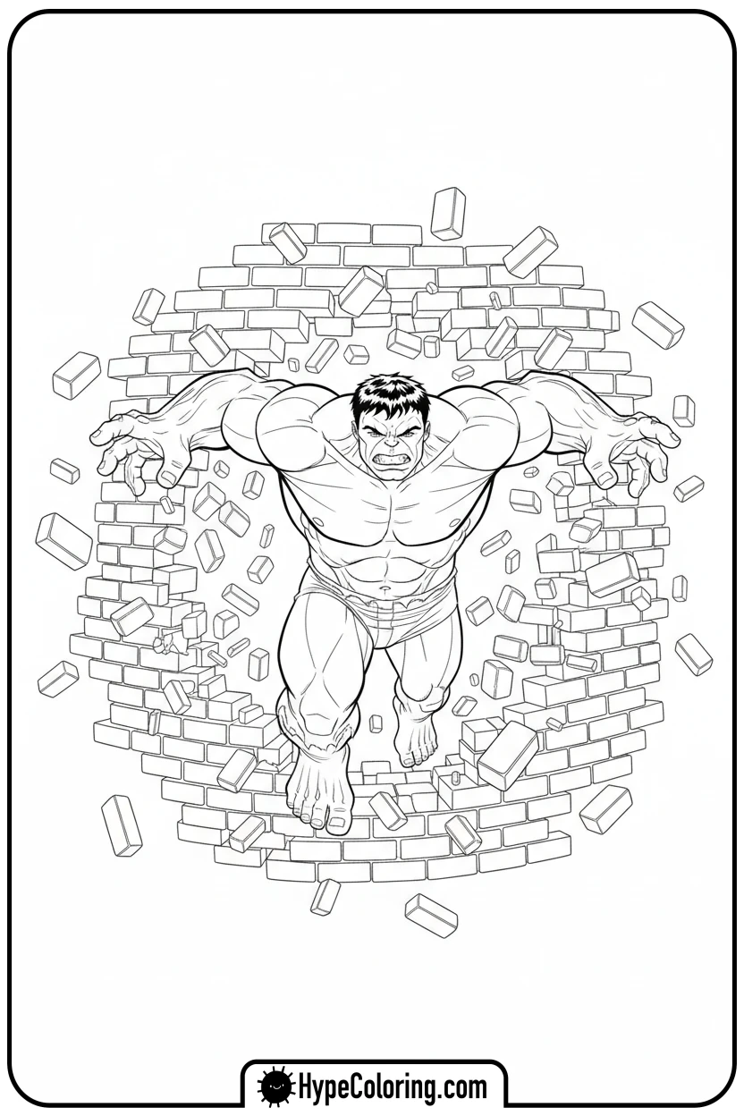 hulk-smashing-through-wall - hulk coloring pages​