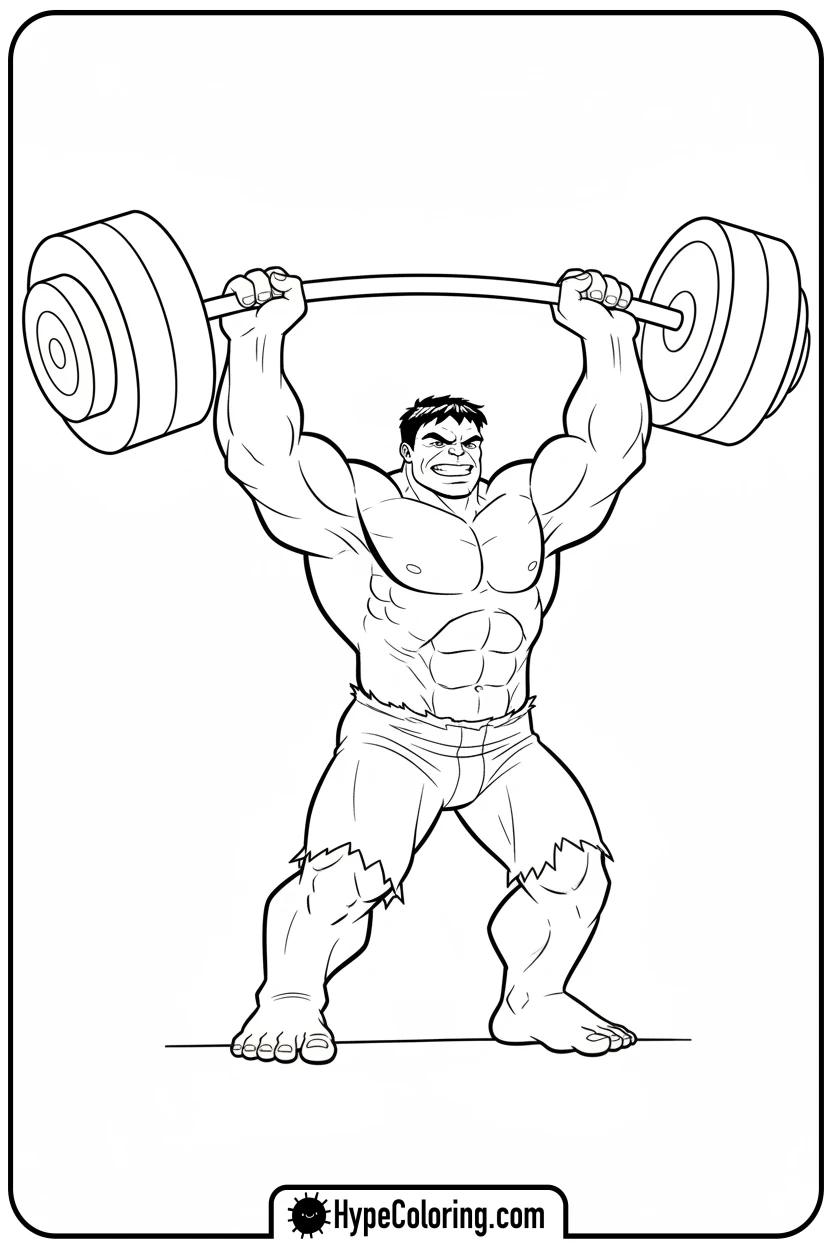 hulk-lifting-giant-barbell - hulk coloring pages​