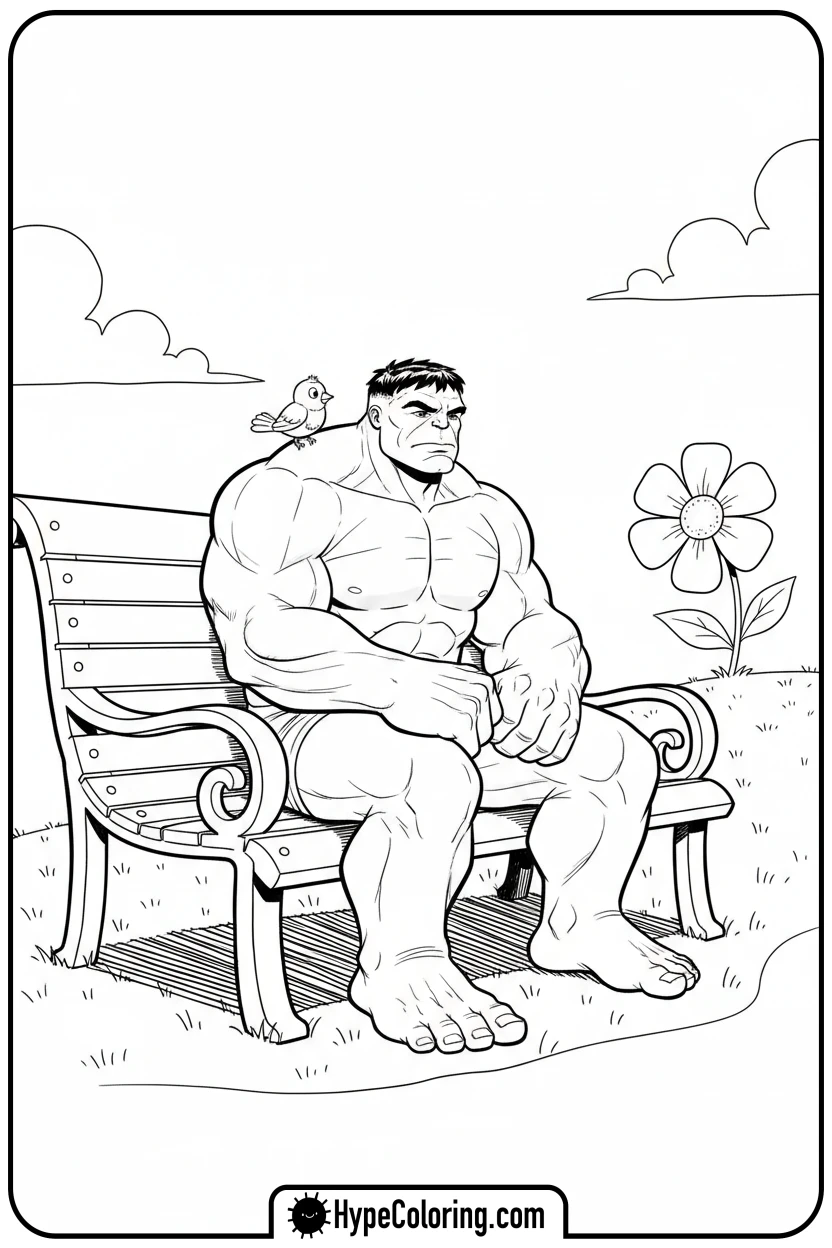 hulk-sitting-with-bird - hulk coloring pages​