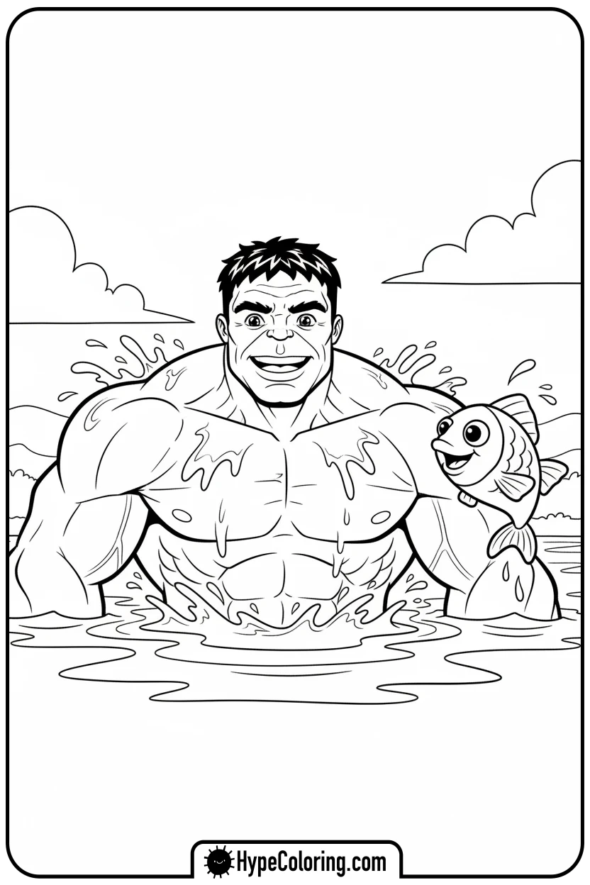 hulk-emerging-from-lake - hulk coloring pages​