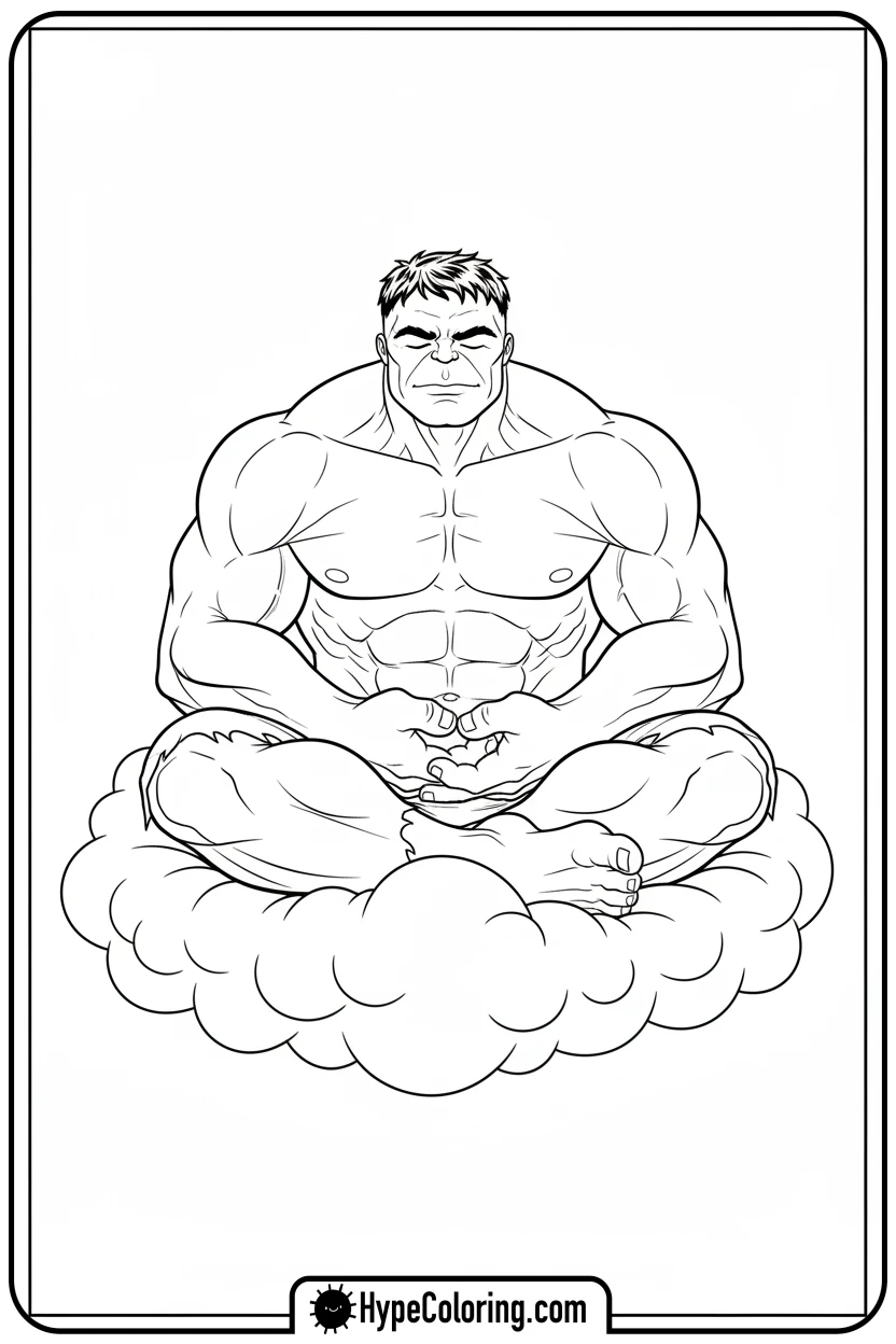 hulk-meditating-on-cloud - hulk coloring pages​
