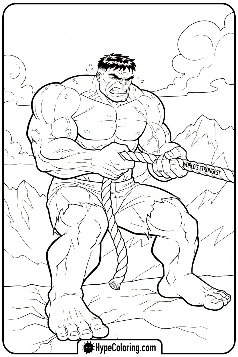 hulk-in-tug-of-war - hulk coloring pages​