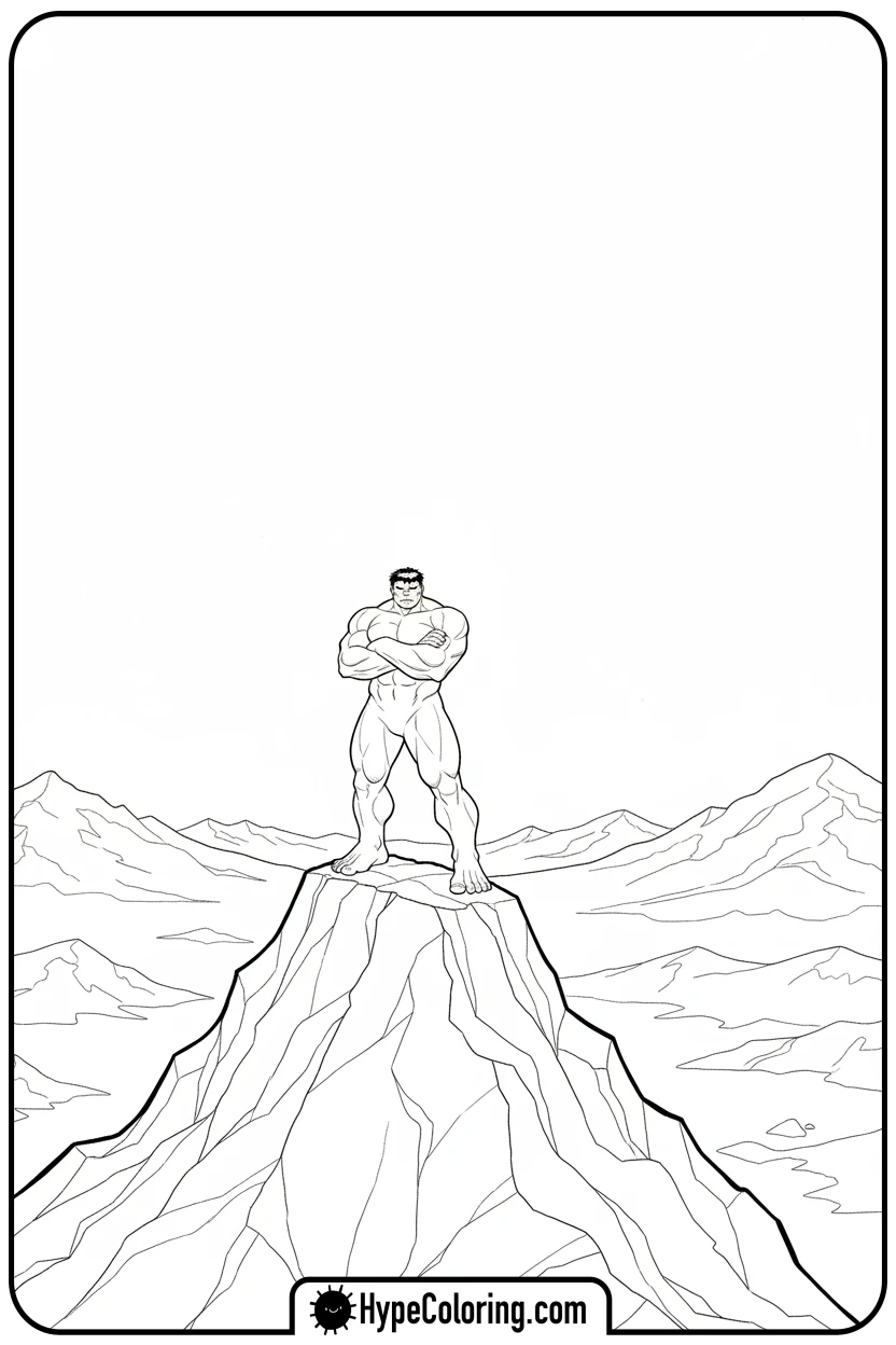 hulk-on-mountain-peak - hulk coloring pages​