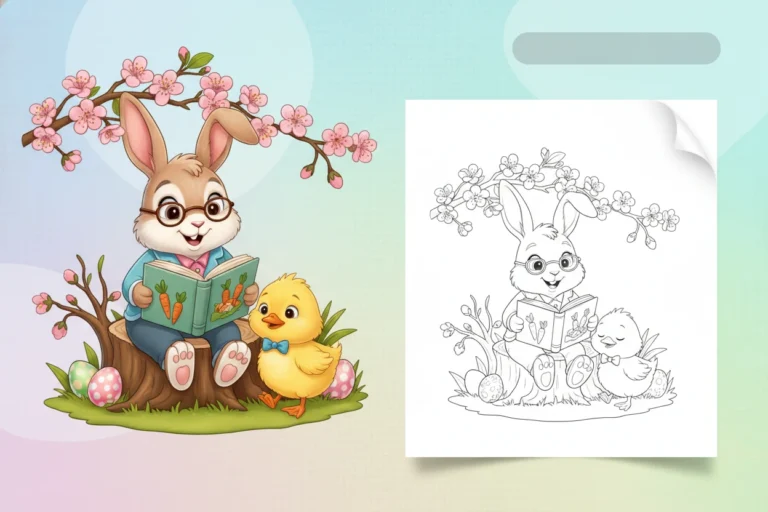 easter-bunny-sitting-on-a - easter bunny coloring book pages