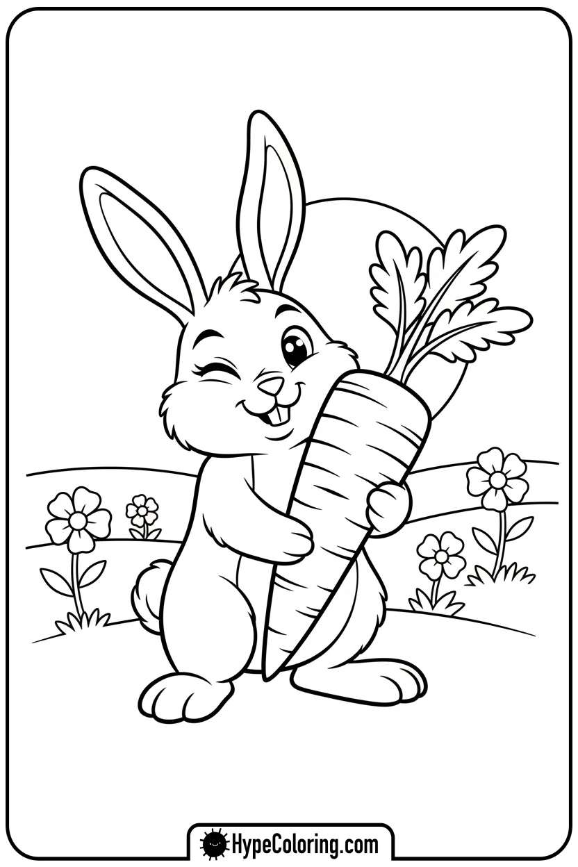 bunny-holding-giant-carrot - easter bunny coloring book pages