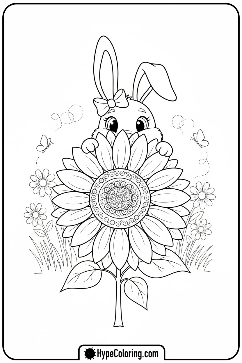 bunny-playing-hide-and-seek - easter bunny coloring book pages
