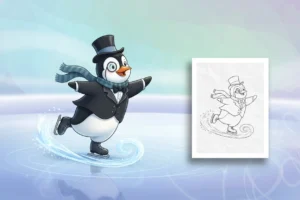 a-fancy-penguin-gracefully-gliding - penguin coloring pages