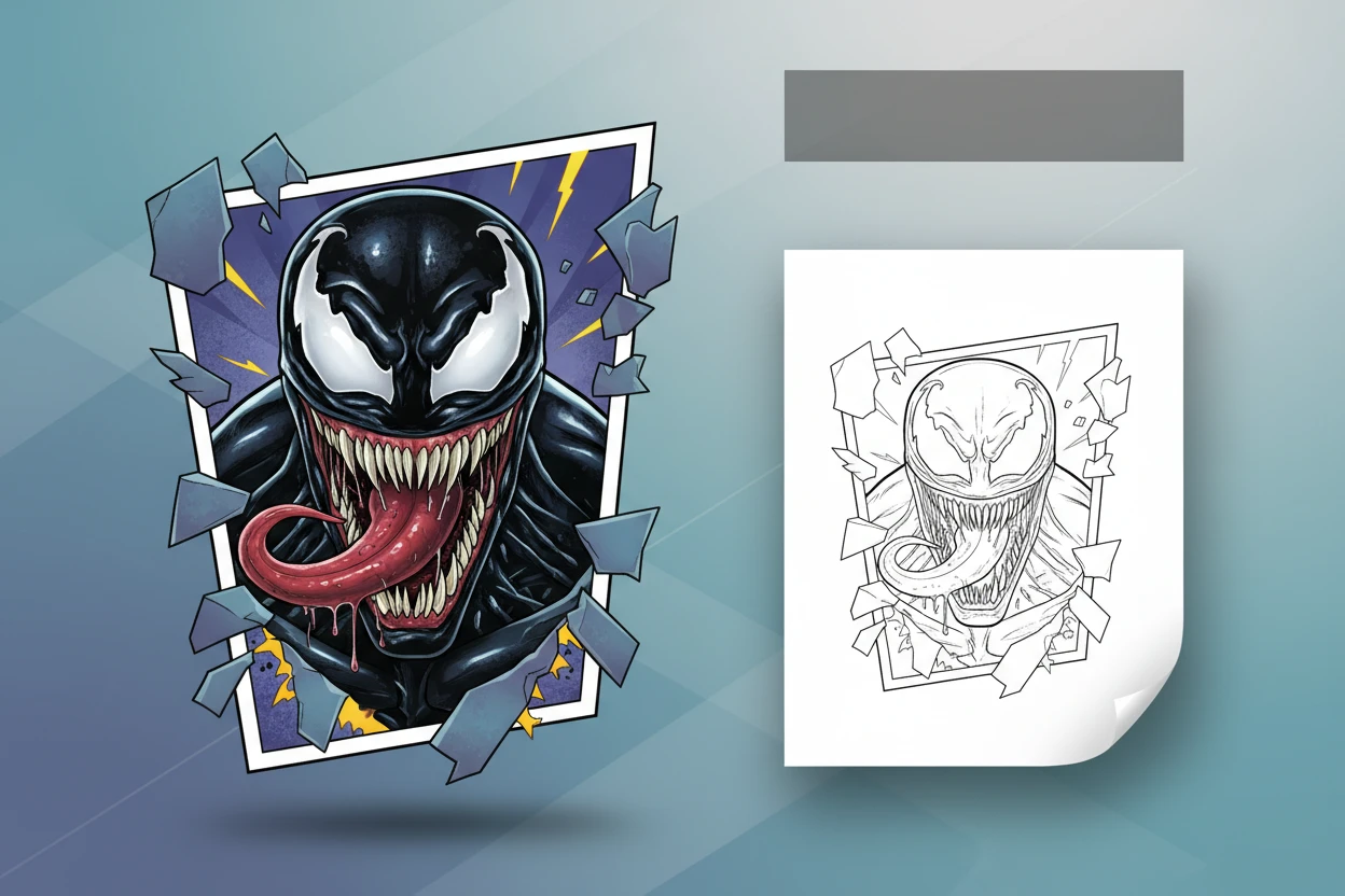 venom-s-head-popping-out-of - venom coloring pages