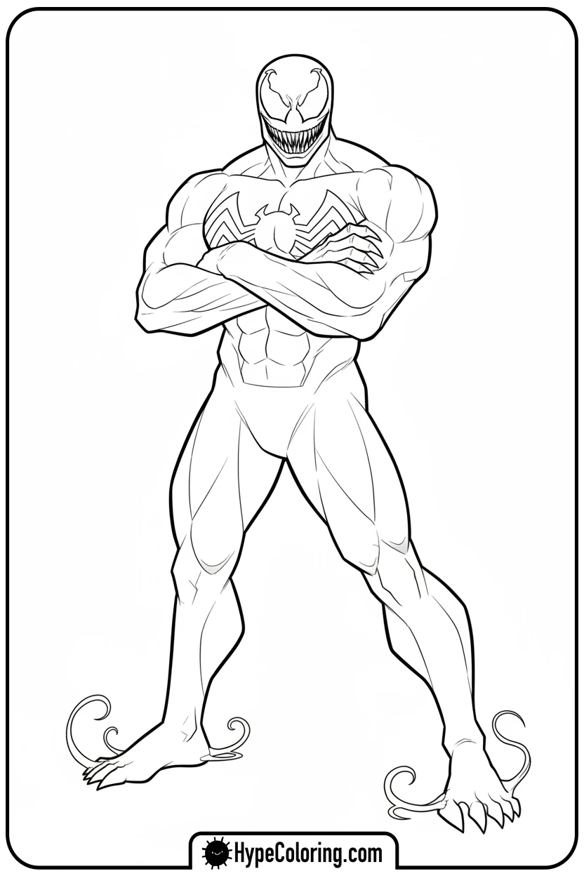 Click to download PDF venom-with-arms-crossed - venom coloring pages