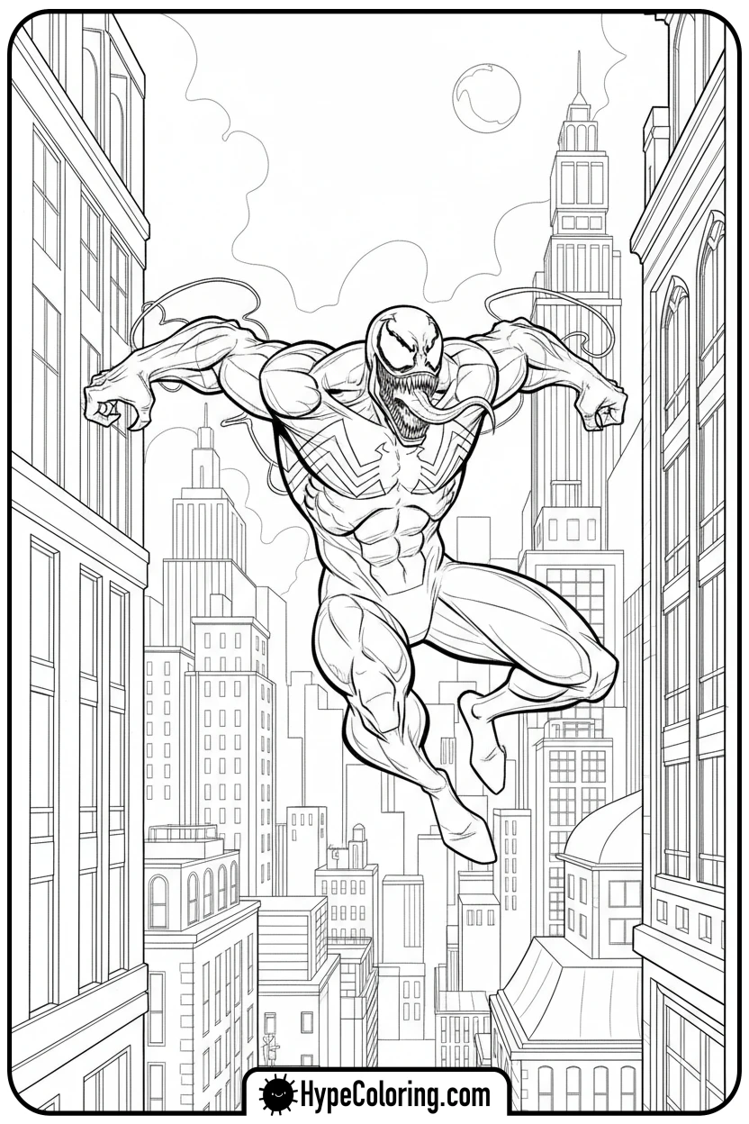 Click to download PDF venom-leaping-between-buildings - venom coloring pages