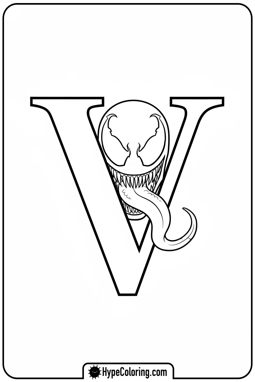 Click to download PDF venom-peeking-from-v - venom coloring pages