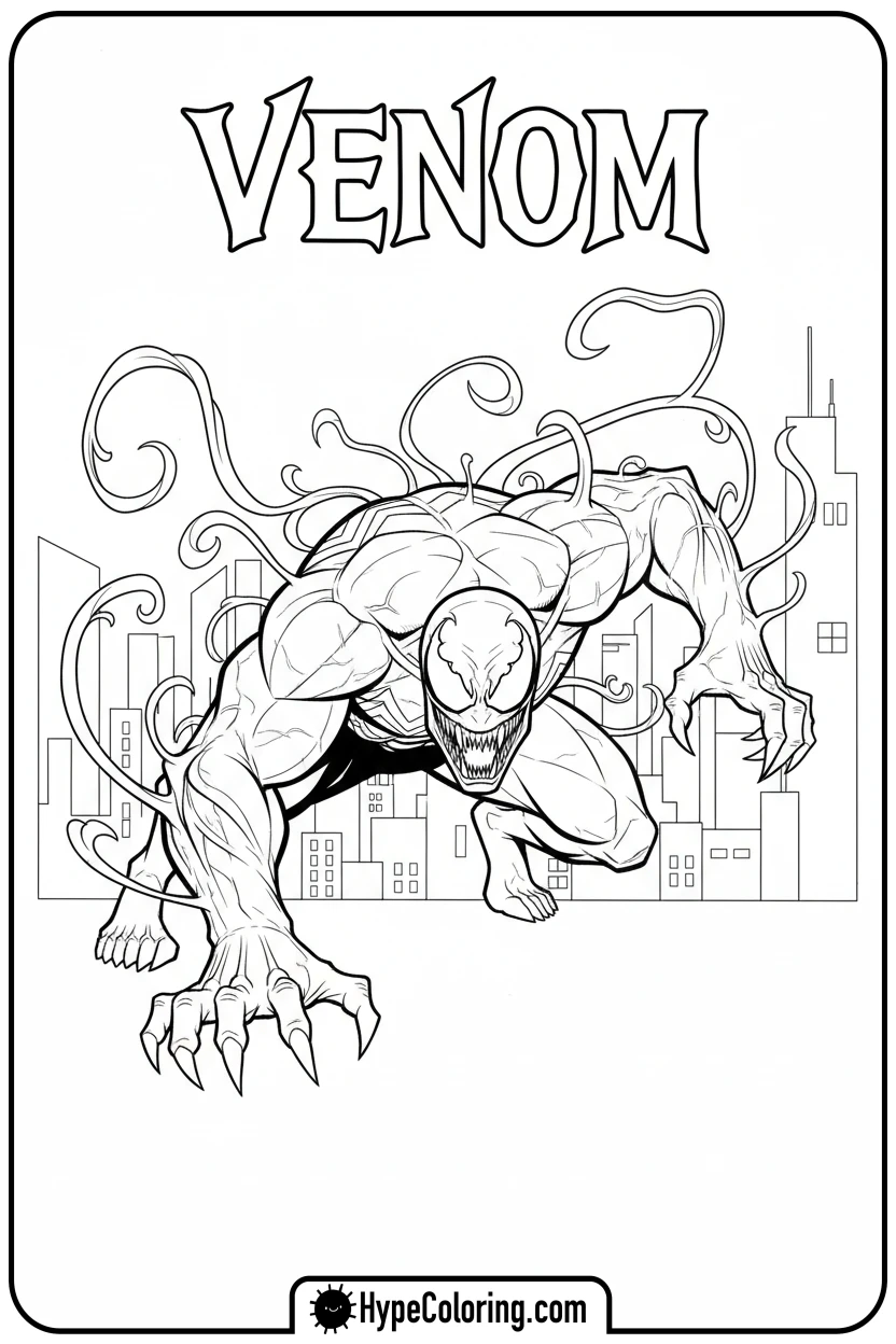 Click to download PDF venom-crawling-on-all-fours - venom coloring pages