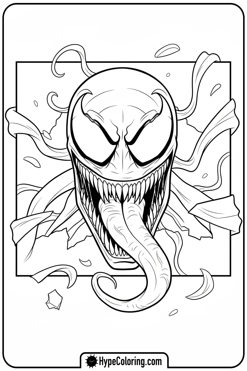 Click to download PDF venom-popping-from-comic - venom coloring pages