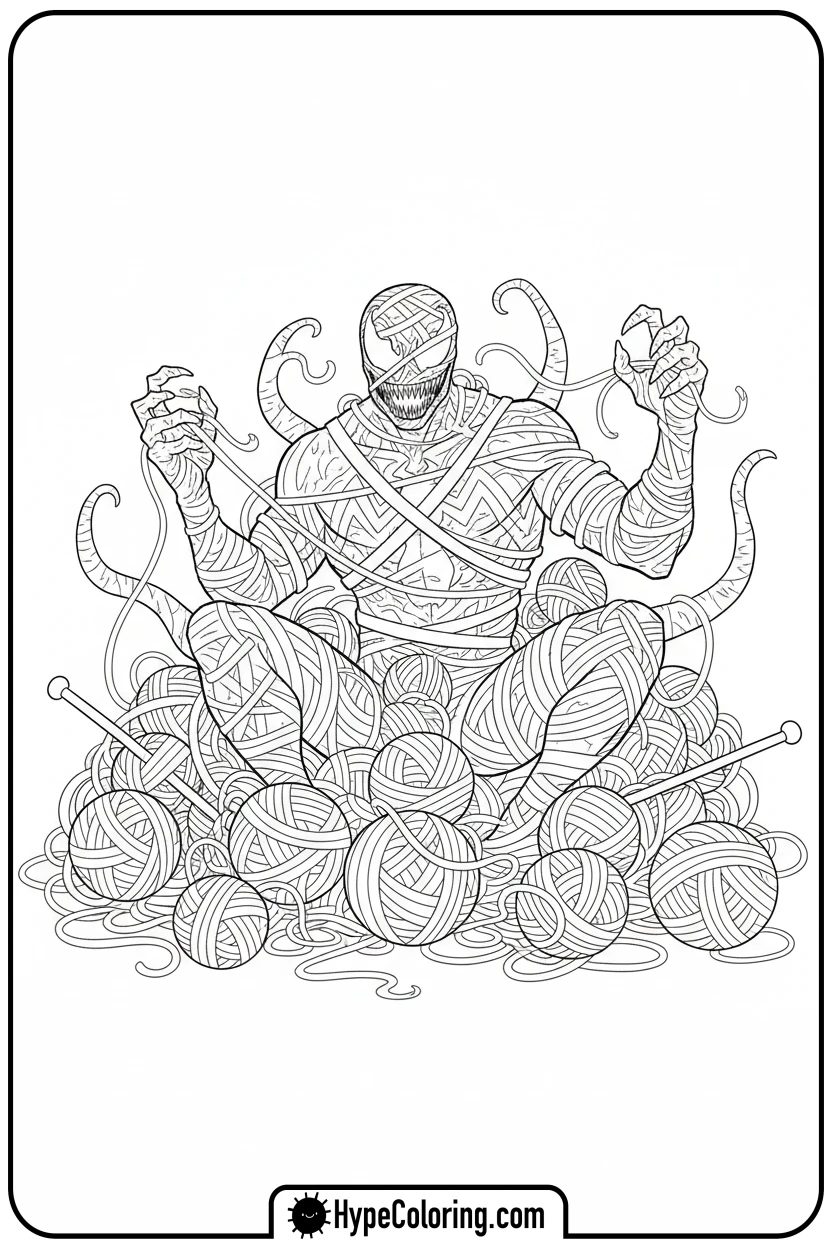 Click to download PDF venom-tangled-in-yarn - venom coloring pages