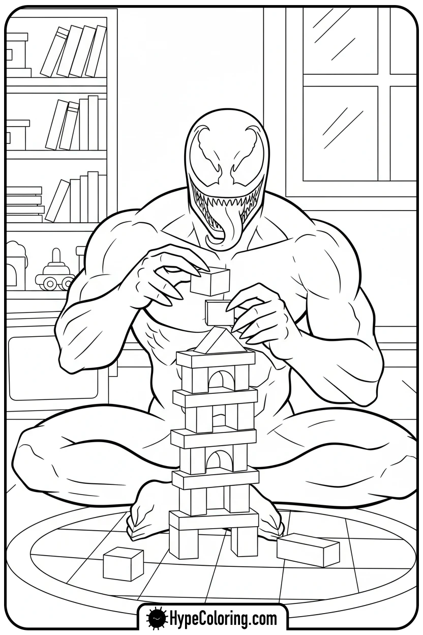 Click to download PDF venom-building-block-tower - venom coloring pages