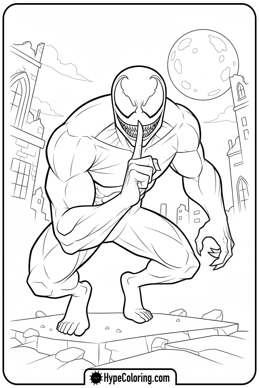 Click to download PDF venom-tiptoeing-shhh - venom coloring pages