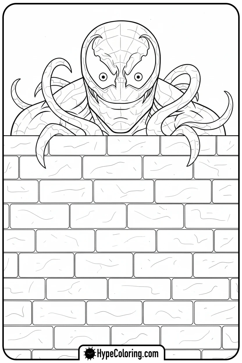 Click to download PDF venom-peeking-over-wall - venom coloring pages