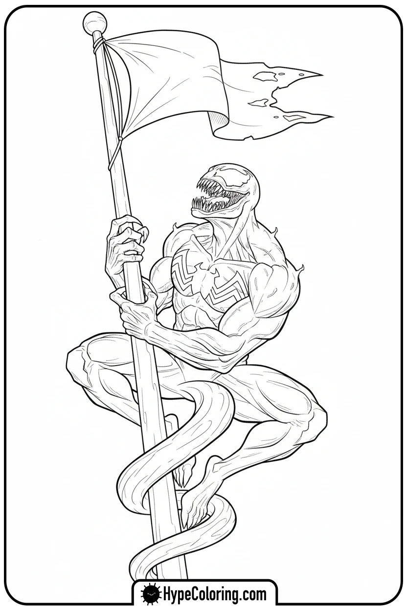 Click to download PDF venom-wrapped-around-flagpole - venom coloring pages