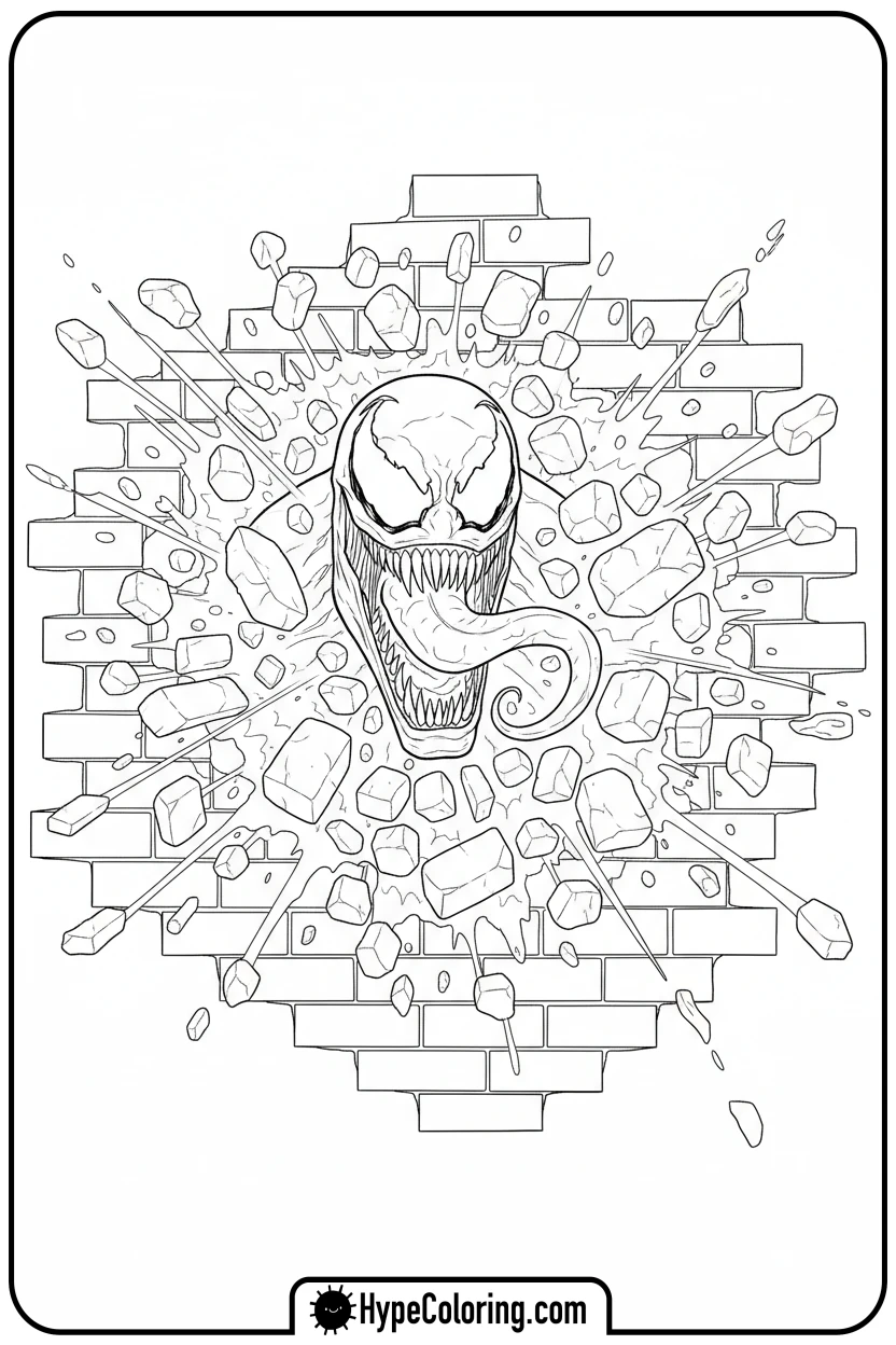 Click to download PDF venom-bursting-through-wall - venom coloring pages