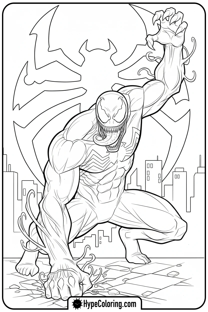 Click to download PDF venom-superhero-landing - venom coloring pages