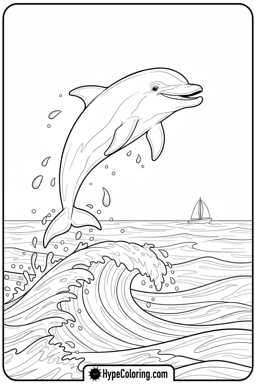 dolphin-leaping-from-water - coloring page of ocean animals​