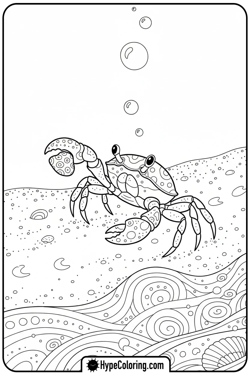 crab-carrying-pebble - coloring page of ocean animals​
