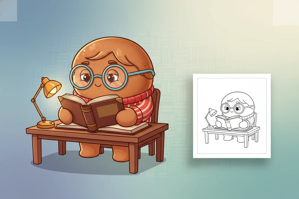 a-studious-donut-character-wearing - donut coloring page