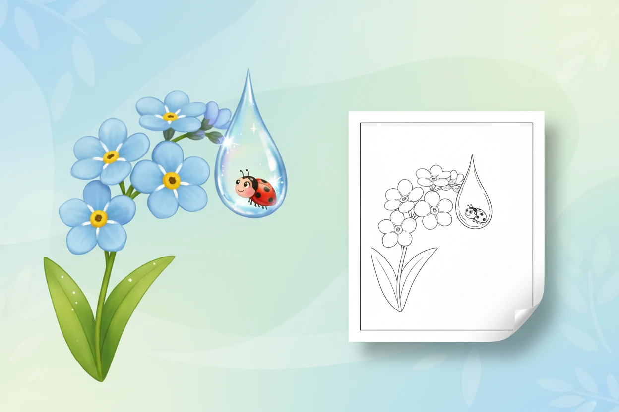 a-gentle-forget-me-not-offering-a - flower coloring pages for adults
