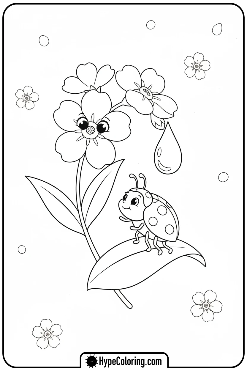 forget-me-not-sharing-dewdrop - flower coloring pages for adults