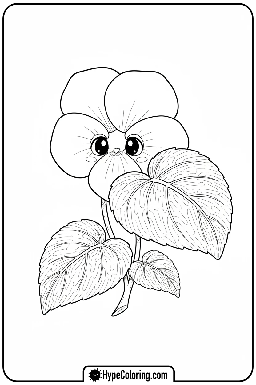shy-violet-peeking - flower coloring pages for adults