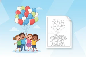 a-group-of-children-joyfully - 4th of july coloring pages