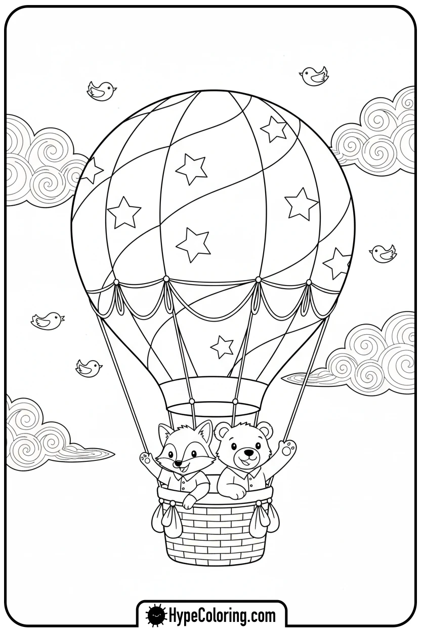 patriotic-hot-air-balloon - 4th of july coloring pages