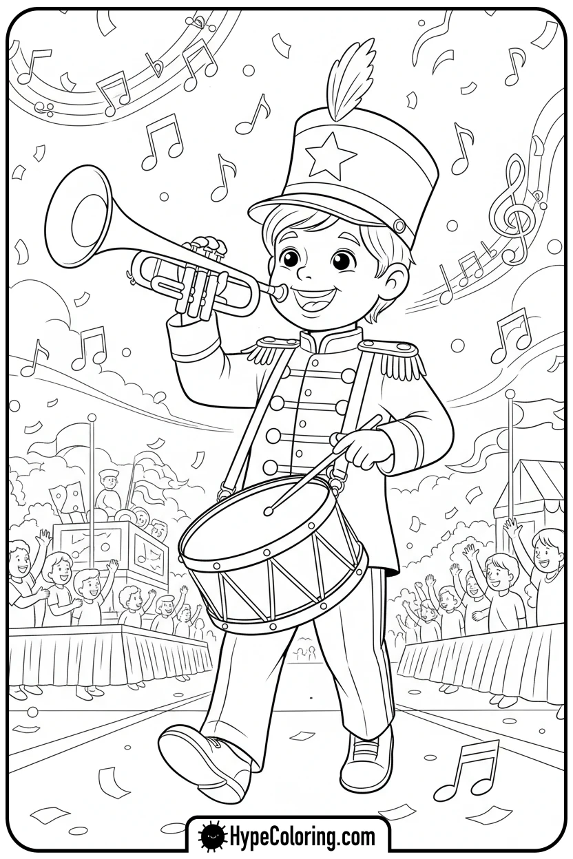 child-in-marching-band - 4th of july coloring pages