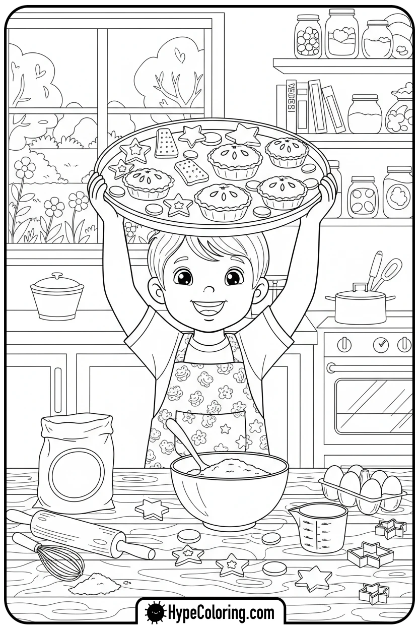 child-baking-patriotic-treats - 4th of july coloring pages