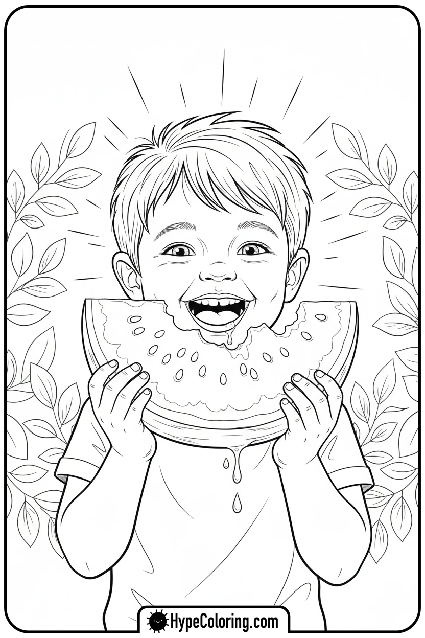 child-eating-watermelon - 4th of july coloring pages