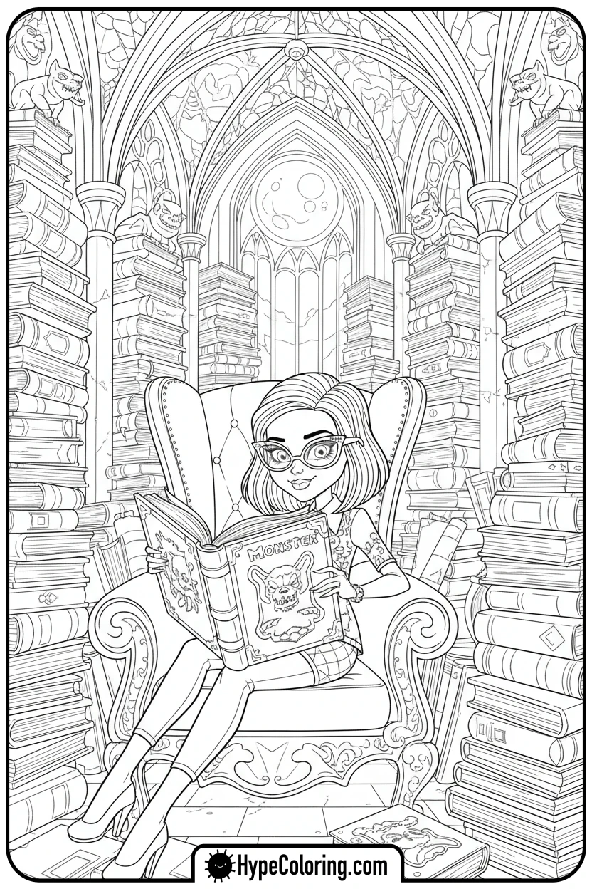Click to download PDF ghoulia-yelps-reading - monster high coloring pages