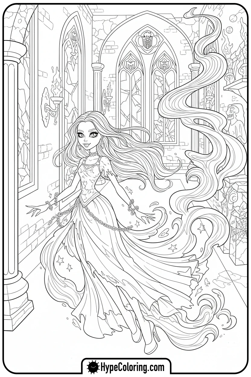 Click to download PDF spectra-vondergeist-floating - monster high coloring pages