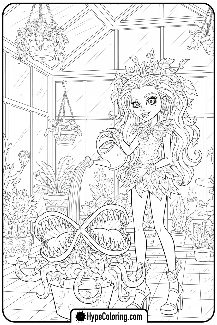 Click to download PDF venus-mcflytrap-gardening - monster high coloring pages