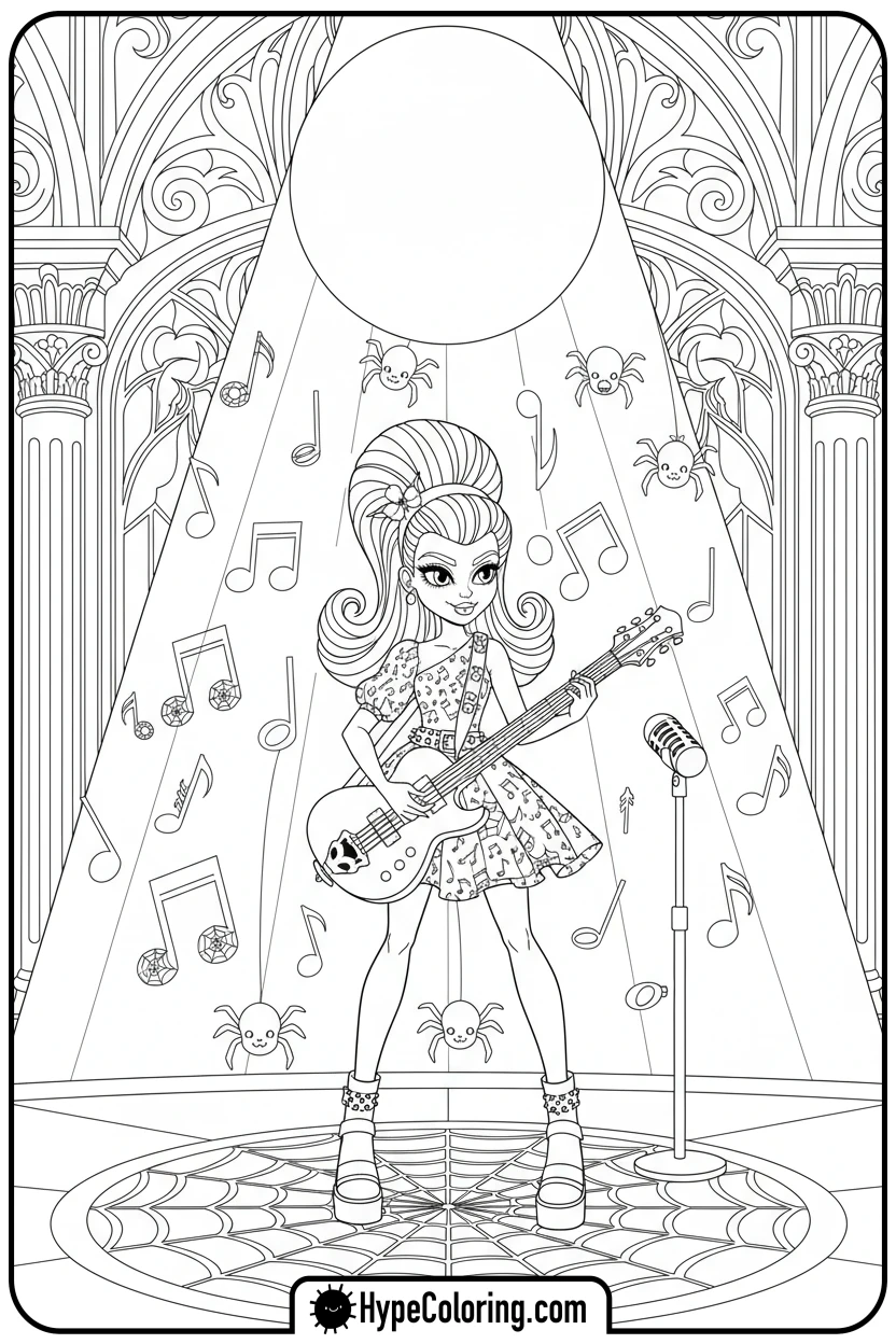 Click to download PDF operetta-playing-guitar - monster high coloring pages